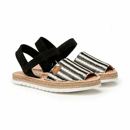 Abarcas Menorquinas Niña Piel Ante Y Rafia Plantilla Acolchada Velcro 227 Negro, De Angelitos 2 Abarcas Menorquinas Niña Piel Ante Y Rafia Plantilla Acolchada Velcro 227 Negro, De Angelitos - Imagen 2