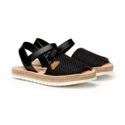 Venta de zapatos Tienda -Venta de zapatos Tienda abarcas menorquinas nina piel ante y saco plantilla acolchada velcro 225 negro de angelitos 1