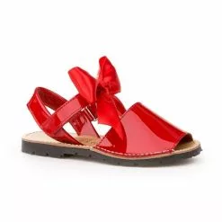 Abarcas Menorquinas Niña Piel Charol Lazo De Raso Velcro 206 Rojo, De Angelitos -Venta de zapatos Tienda abarcas menorquinas nina piel charol lazo de raso velcro 206 rojo de angelitos 2