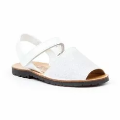 Abarcas Menorquinas Niña Piel Charol Y Glitter Velcro 208 Blanco, De Angelitos -Venta de zapatos Tienda abarcas menorquinas nina piel charol y glitter velcro 208 blanco de angelitos 2