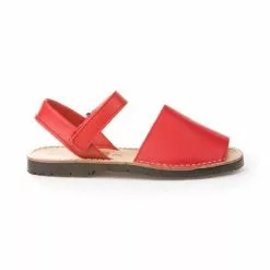 Abarcas Menorquinas Niña Piel Napa Velcro 202 Rojo, De Angelitos