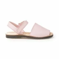 Abarcas Menorquinas Niña Piel Napa Velcro 202 Rosa, De Angelitos