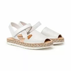 Venta de zapatos Tienda -Venta de zapatos Tienda abarcas menorquinas nina piel napa y glitter plantilla acolchada velcro 222 blanco de angelitos 1