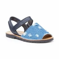 Abarcas Menorquinas Niña Tela Vaquera Y Piel Velcro 212 Marino, De Angelitos -Venta de zapatos Tienda abarcas menorquinas nina tela vaquera y piel velcro 212 marino de angelitos 2