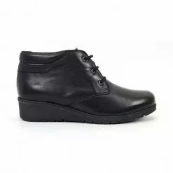 Botines Cómodos Mujer Piel Cuña Cordones Plantilla Extraíble 70241 Negro, De Tupié