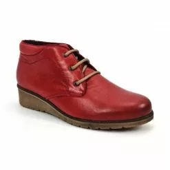 Botines Cómodos Mujer Piel Cuña Cordones Plantilla Extraíble 70241 Rojo, De Tupié -Venta de zapatos Tienda botines comodos mujer piel cuna cordones plantilla extraible 70241 rojo de tupie 2