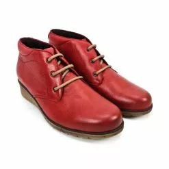 Botines Cómodos Mujer Piel Cuña Cordones Plantilla Extraíble 70241 Rojo, De Tupié -Venta de zapatos Tienda botines comodos mujer piel cuna cordones plantilla extraible 70241 rojo de tupie 3