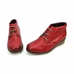 Botines Cómodos Mujer Piel Cuña Cordones Plantilla Extraíble 70241 Rojo, De Tupié -Venta de zapatos Tienda botines comodos mujer piel cuna cordones plantilla extraible 70241 rojo de tupie 4