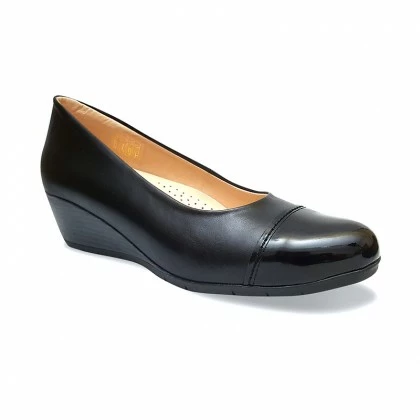 Manoletinas Mujer Piel Cuña Plantilla Extraíble 70 Negro, De Tupié 2 Manoletinas Mujer Piel Cuña Plantilla Extraíble 70 Negro, De Tupié - Imagen 2