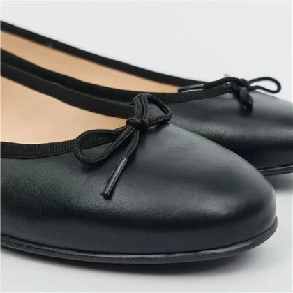 Manoletinas Planas Mujer Piel Lacito 7000 Negro, De Casual 2 Manoletinas Planas Mujer Piel Lacito 7000 Negro, De Casual - Imagen 2