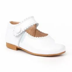 Merceditas Niña Piel Charol Velcro 1502 Blanco, De Angelitos -Venta de zapatos Tienda merceditas nina piel charol velcro 1502 blanco de angelitos 2