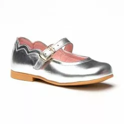 Merceditas Niña Piel Metalizada Hebilla 1100 Plata, De Angelitos -Venta de zapatos Tienda merceditas nina piel metalizada hebilla 1100 plata de angelitos 2
