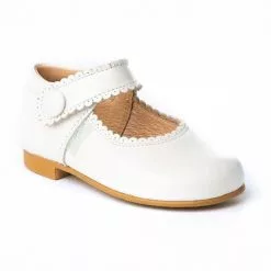 Merceditas Niña Piel Nacarada Velcro 1502 Blanco, De Angelitos -Venta de zapatos Tienda merceditas nina piel nacarada velcro 1502 blanco de angelitos 2