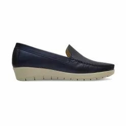 Mocasines Mujer Piel Blanda Cuña 1709CA Marino, De Casual