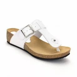Sandalias Bio Mujer Piel Cuña Piso Corcho 414 Blanco, De Morxiva Shoes