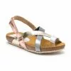 Sandalias Bio Mujer Piel Velcro Piso Corcho 830mx Metal, De Morxiva Shoes