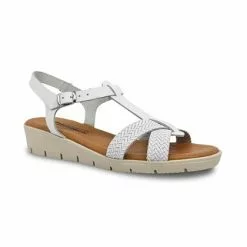 Sandalias Cuña Baja Mujer Piel Grabada Plantilla Acolchada Hebilla 22100 Blanco, De Blusandal -Venta de zapatos Tienda sandalias cuna baja mujer piel grabada plantilla acolchada hebilla 22100 blanco de blusandal 2