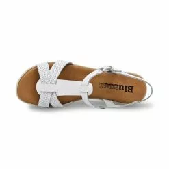 Sandalias Cuña Baja Mujer Piel Grabada Plantilla Acolchada Hebilla 22100 Blanco, De Blusandal -Venta de zapatos Tienda sandalias cuna baja mujer piel grabada plantilla acolchada hebilla 22100 blanco de blusandal 4
