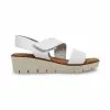 Sandalias Cuña Baja Mujer Piel Grabada Plantilla Acolchada Velcro 22725 Blanco, De Blusandal