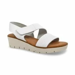 Sandalias Cuña Baja Mujer Piel Grabada Plantilla Acolchada Velcro 22725 Blanco, De Blusandal -Venta de zapatos Tienda sandalias cuna baja mujer piel grabada plantilla acolchada velcro 22725 blanco de blusandal 2