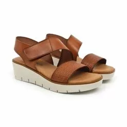 Sandalias Cuña Baja Mujer Piel Grabada Plantilla Acolchada Velcro 22725 Cuero, De Blusandal -Venta de zapatos Tienda sandalias cuna baja mujer piel grabada plantilla acolchada velcro 22725 cuero de blusandal 5