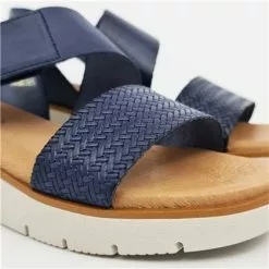 Venta de zapatos Tienda -Venta de zapatos Tienda sandalias cuna baja mujer piel grabada plantilla acolchada velcro 22725 marino de blusandal 1