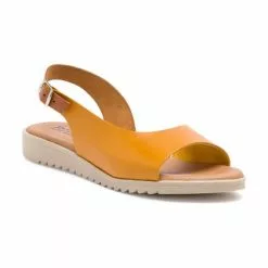 Sandalias Cuña Baja Mujer Piel Plantilla Acolchada 1115 Amarillo, De Blusandal
