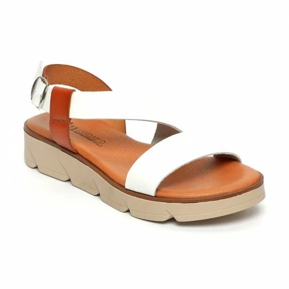 Sandalias Cuña Baja Mujer Piel Plantilla Acolchada 166 Blanco, De Blusandal 1 Sandalias Cuña Baja Mujer Piel Plantilla Acolchada 166 Blanco, De Blusandal