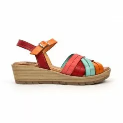 Sandalias Cuña Baja Mujer Piel Plantilla Acolchada 3106 Multicolor, De Blusandal