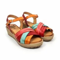 Sandalias Cuña Baja Mujer Piel Plantilla Acolchada 3106 Multicolor, De Blusandal -Venta de zapatos Tienda sandalias cuna baja mujer piel plantilla acolchada 3106 multicolor de blusandal 3