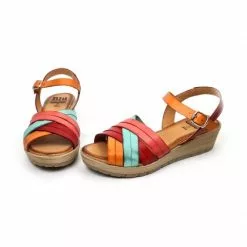 Sandalias Cuña Baja Mujer Piel Plantilla Acolchada 3106 Multicolor, De Blusandal -Venta de zapatos Tienda sandalias cuna baja mujer piel plantilla acolchada 3106 multicolor de blusandal 5