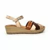 Sandalias Cuña Baja Mujer Piel Plantilla Acolchada 3106 Multicuero, De Blusandal