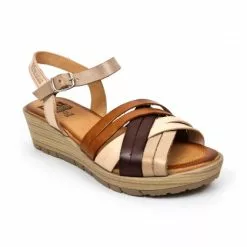 Sandalias Cuña Baja Mujer Piel Plantilla Acolchada 3106 Multicuero, De Blusandal -Venta de zapatos Tienda sandalias cuna baja mujer piel plantilla acolchada 3106 multicuero de blusandal 2