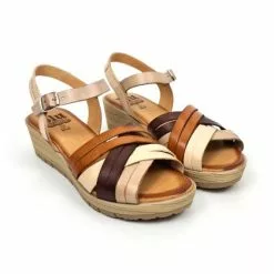 Sandalias Cuña Baja Mujer Piel Plantilla Acolchada 3106 Multicuero, De Blusandal -Venta de zapatos Tienda sandalias cuna baja mujer piel plantilla acolchada 3106 multicuero de blusandal 3
