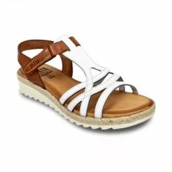 Sandalias Cuña Baja Mujer Piel Velcro Plantilla Acolchada 2896 Blanco, De Blusandal -Venta de zapatos Tienda sandalias cuna baja mujer piel velcro plantilla acolchada 2896 blanco de blusandal 2