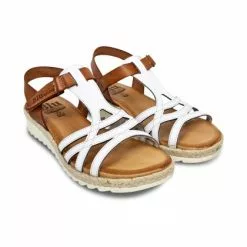 Sandalias Cuña Baja Mujer Piel Velcro Plantilla Acolchada 2896 Blanco, De Blusandal -Venta de zapatos Tienda sandalias cuna baja mujer piel velcro plantilla acolchada 2896 blanco de blusandal 3