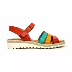 Sandalias Cuña Baja Mujer Piel Velcro Plantilla Acolchada 2898 Multicolor, De Blusandal
