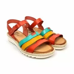 Sandalias Cuña Baja Mujer Piel Velcro Plantilla Acolchada 2898 Multicolor, De Blusandal -Venta de zapatos Tienda sandalias cuna baja mujer piel velcro plantilla acolchada 2898 multicolor de blusandal 3
