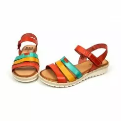 Sandalias Cuña Baja Mujer Piel Velcro Plantilla Acolchada 2898 Multicolor, De Blusandal -Venta de zapatos Tienda sandalias cuna baja mujer piel velcro plantilla acolchada 2898 multicolor de blusandal 5