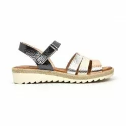 Sandalias Cuña Baja Mujer Piel Velcro Plantilla Acolchada 2898 Multimetal, De Blusandal