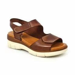Sandalias Cuña Mujer Piel Velcro Plantilla Acolchada 54326 Marron, De Blusandal -Venta de zapatos Tienda sandalias cuna mujer piel velcro plantilla acolchada 54326 marron de blusandal 2
