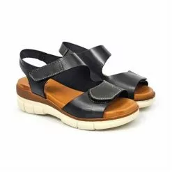 Sandalias Cuña Mujer Piel Velcro Plantilla Acolchada 54326 Negro, De Blusandal -Venta de zapatos Tienda sandalias cuna mujer piel velcro plantilla acolchada 54326 negro de blusandal 5