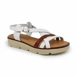 Sandalias Planas Mujer Piel Plantilla Acolchada 22106 Blanco, De Blusandal -Venta de zapatos Tienda sandalias planas mujer piel plantilla acolchada 22106 blanco de blusandal 2