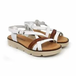 Sandalias Planas Mujer Piel Plantilla Acolchada 22106 Blanco, De Blusandal -Venta de zapatos Tienda sandalias planas mujer piel plantilla acolchada 22106 blanco de blusandal 5