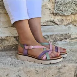 Sandalias Planas Mujer Piel Plantilla Acolchada 22106 Multicolor, De Blusandal -Venta de zapatos Tienda sandalias planas mujer piel plantilla acolchada 22106 multicolor de blusandal 3