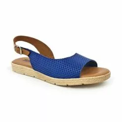 Sandalias Planas Mujer Piel Plantilla Acolchada 22115 Azul, De Blusandal -Venta de zapatos Tienda sandalias planas mujer piel plantilla acolchada 22115 azul de blusandal 2