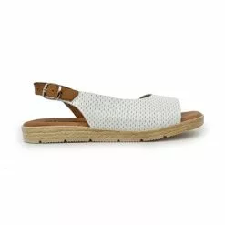 Sandalias Planas Mujer Piel Plantilla Acolchada 22115 Blanco, De Blusandal