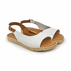 Sandalias Planas Mujer Piel Plantilla Acolchada 22115 Blanco, De Blusandal -Venta de zapatos Tienda sandalias planas mujer piel plantilla acolchada 22115 blanco de blusandal 5