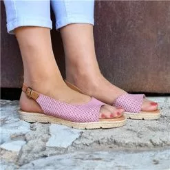 Sandalias Planas Mujer Piel Plantilla Acolchada 22115 Rosa, De Blusandal -Venta de zapatos Tienda sandalias planas mujer piel plantilla acolchada 22115 rosa de blusandal 3