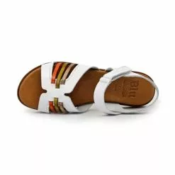Sandalias Planas Mujer Piel Velcro Plantilla Acolchada 64103 Blanco, De Blusandal -Venta de zapatos Tienda sandalias planas mujer piel velcro plantilla acolchada 64103 blanco de blusandal 4